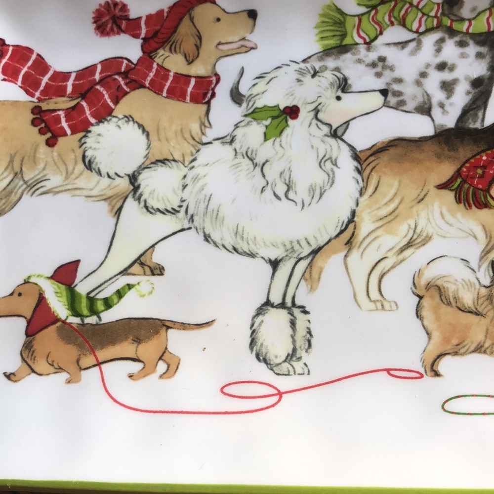 Pier 1 imports Christmas dog tray, Ironstone. Park avenue puppies. - Picture 2 of 6